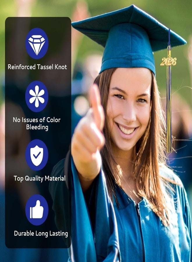 Nelisylux 2026 Tassel Graduation, Blue and Gold Graduation Tassel, 2026 Tassel Charms for Graduations Cap Decorations, Tassels Memorial Grad Cords for College High School Graduate Hat Ceremonies Accessories - Image 3